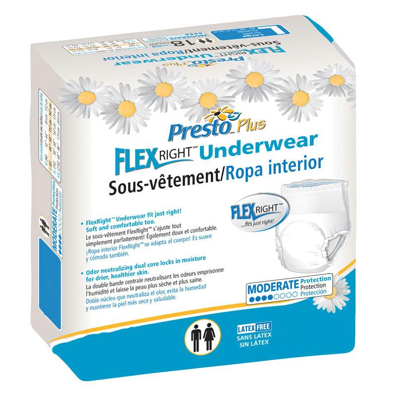 Presto Flex Right Protective Underwear Medium 32" - 44" Good Absorbency - MahaStar Adult Products