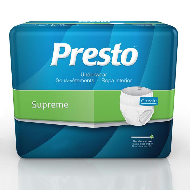 Presto Supreme Classic Protective Underwear Large 45" - 58" Maxiumum Absorbency - MahaStar Adult Products