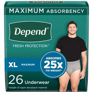 Depend Fit-flex Incontinence Underwear For Men, Maximum Absorbency, Xl, Gray, 26 Count, Replaces Item 6947933 - MahaStar Adult Products