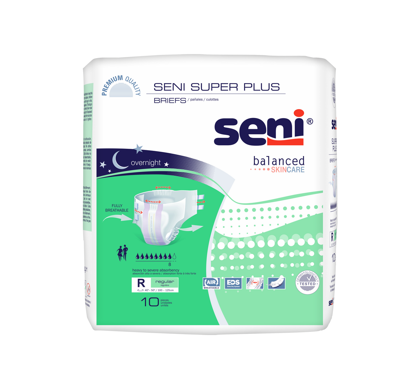 Seni Super Plus Briefs, Regular, 10 Count - 40" - 50" - MahaStar Adult Products