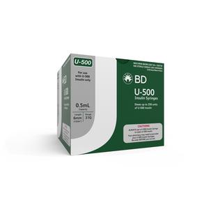 Ultra-fine U-500 Insulin Syringe 31g X 6 Mm, 1/2 Ml (100 Count)