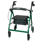 McKesson Folding 4 Wheel Rollator, Green, Aluminum Frame