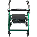 McKesson Folding 4 Wheel Rollator, Green, Aluminum Frame