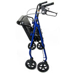 McKesson Folding Bariatric 4 Wheel Rollator, Blue, Steel Frame