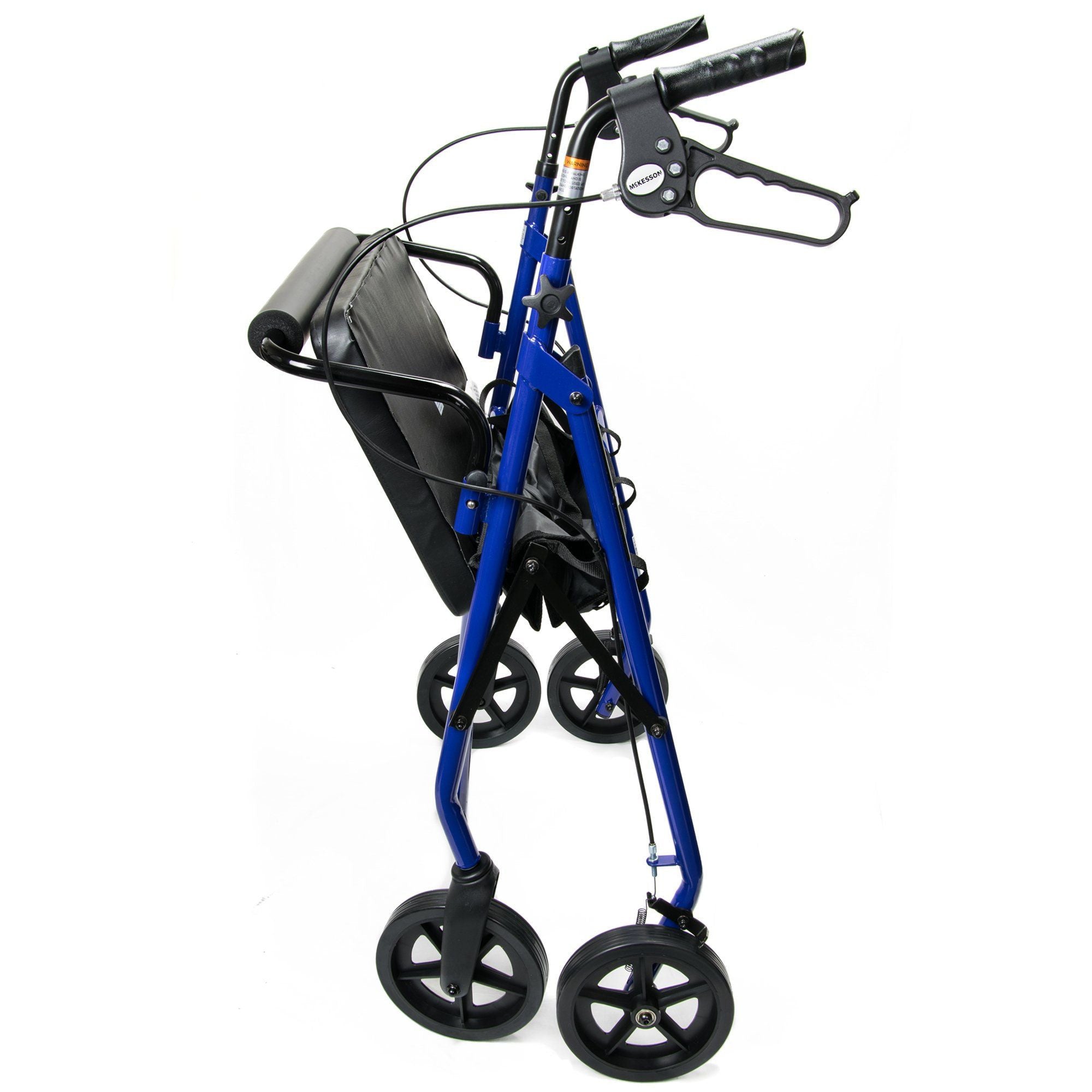 McKesson Folding Bariatric 4 Wheel Rollator, Blue, Steel Frame