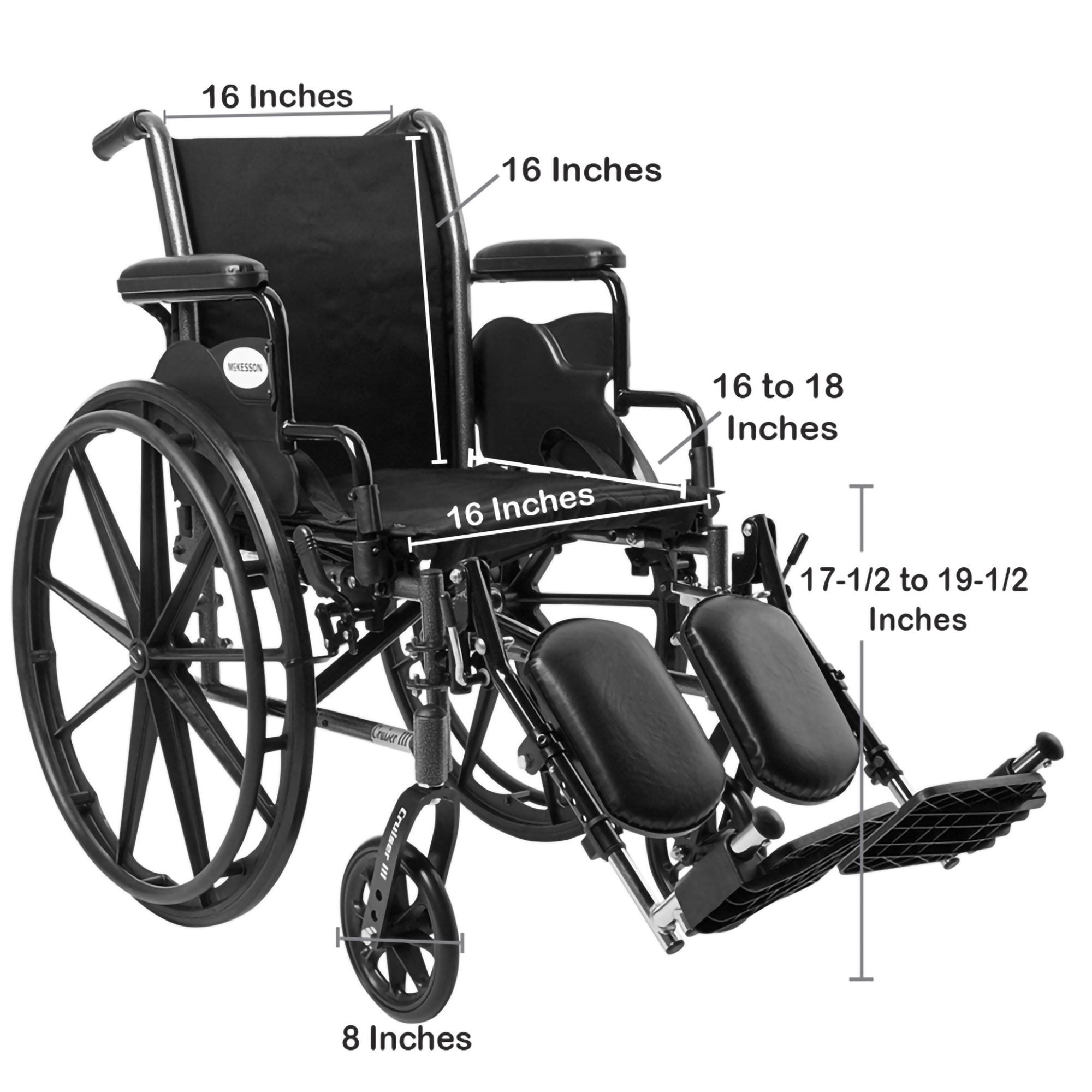 McKesson Manual Wheelchair, Flip Back, Desk Arm, Elevating Legrests