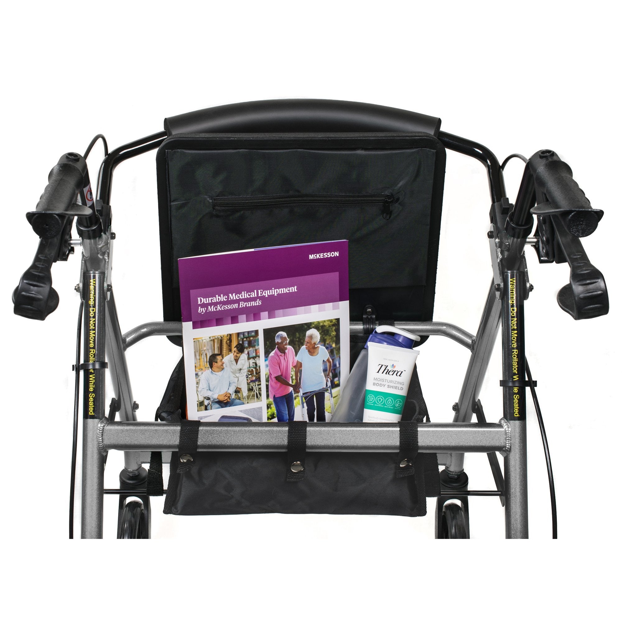 McKesson Folding 4 Wheel Rollator, Silver, Aluminum Frame