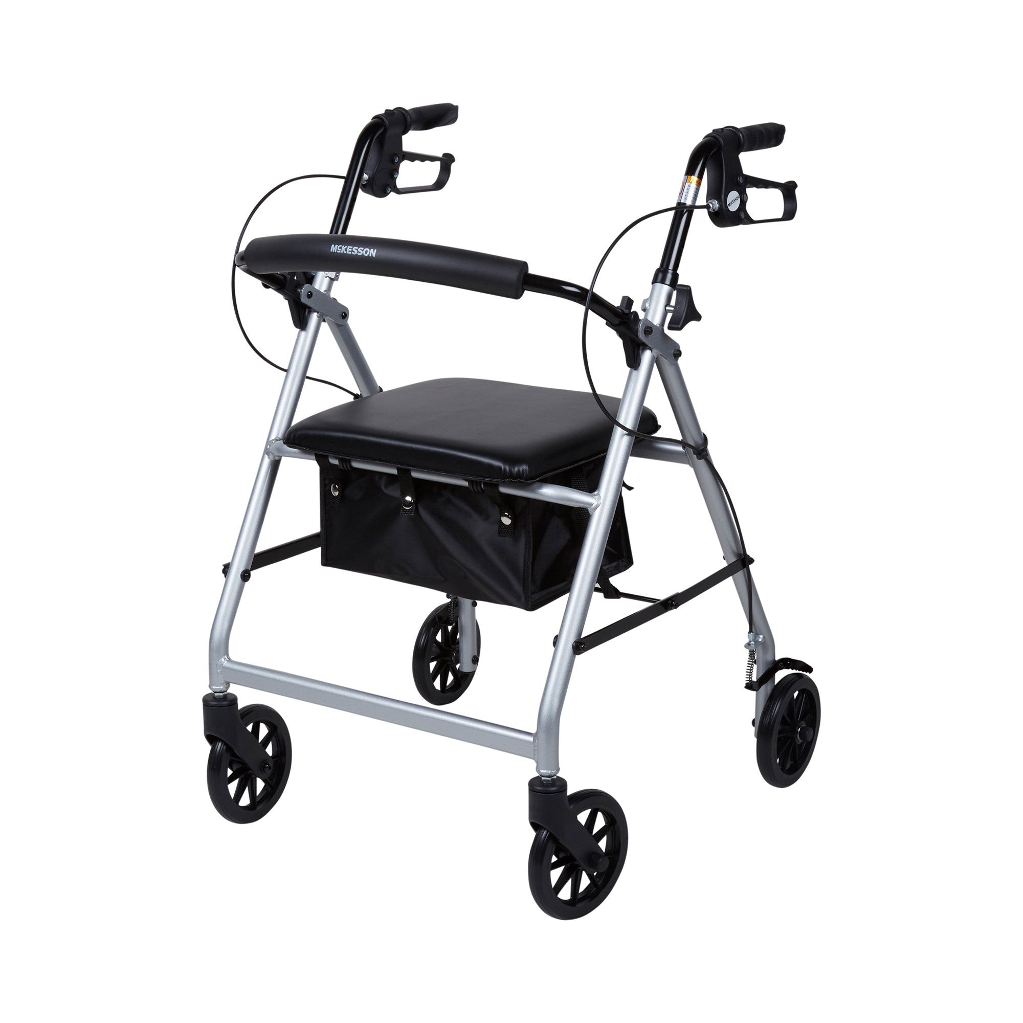 McKesson Folding 4 Wheel Rollator, Silver, Aluminum Frame
