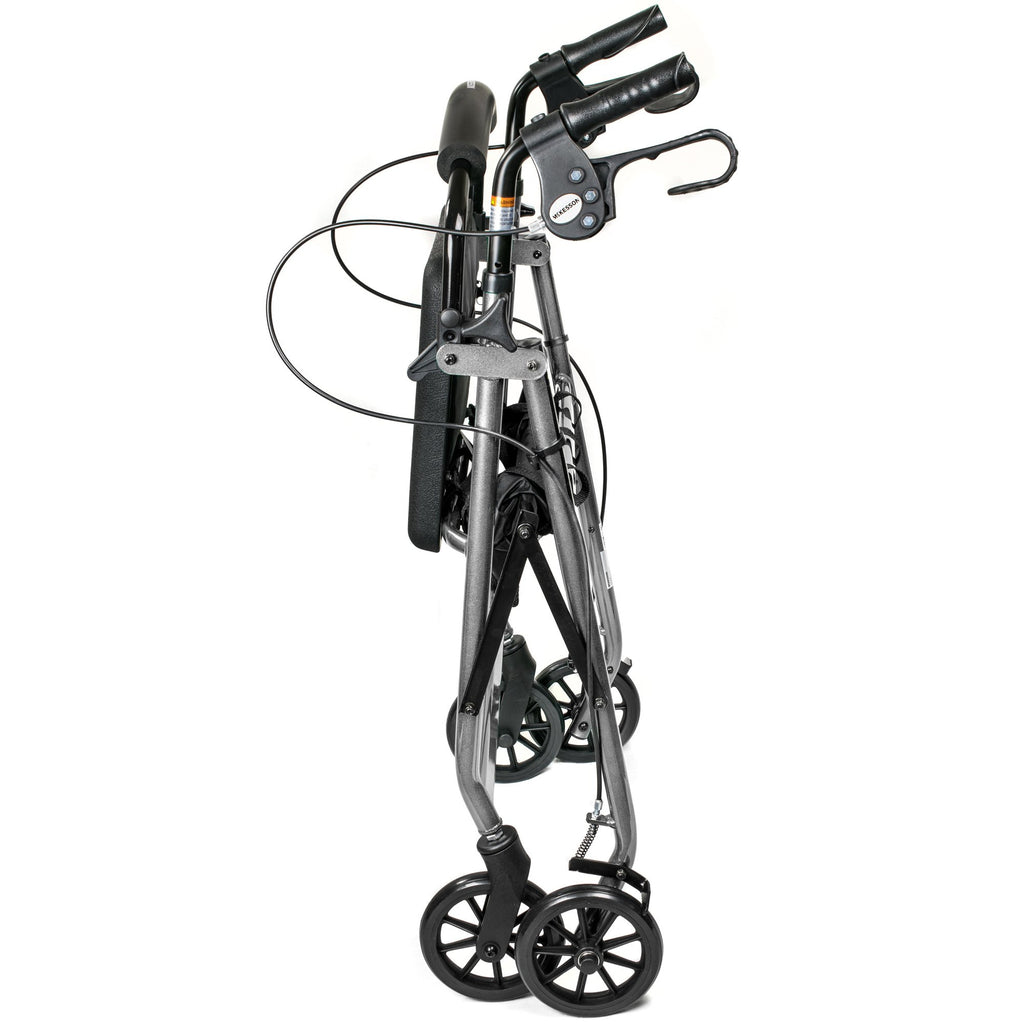 McKesson Folding 4 Wheel Rollator, Silver, Aluminum Frame