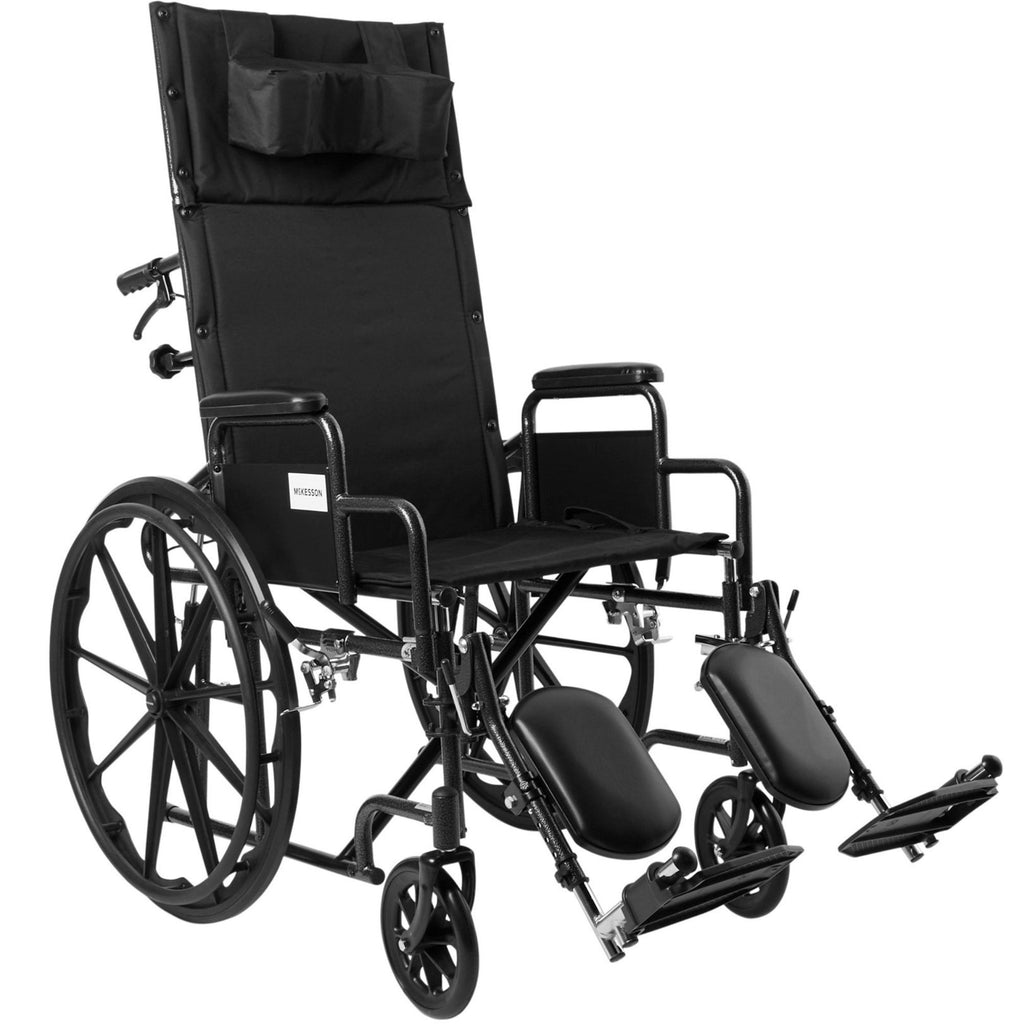 McKesson Full-Reclining Wheelchair, Detachable Desk Arm, Swing-Away Elevating Legrests