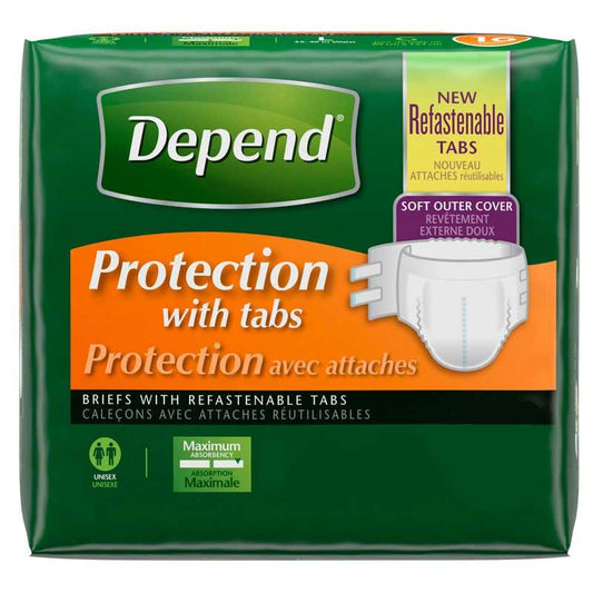 Depends Protection Brief With 4 Tabs Large 35" - 49" - MahaStar Adult Products