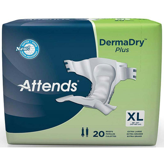 Attends Dermadry Plus Briefs X-large 58" - 63" - Replaces: 48br40 - MahaStar Adult Products