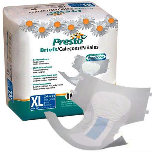 Presto Breathable Brief, Value Plus Absorbency, X-large, 58"-64" - MahaStar Adult Products