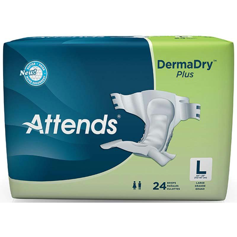 Attends Dermadry Plus Briefs Large 44" - 58" - Replaces: 48br30 - MahaStar Adult Products