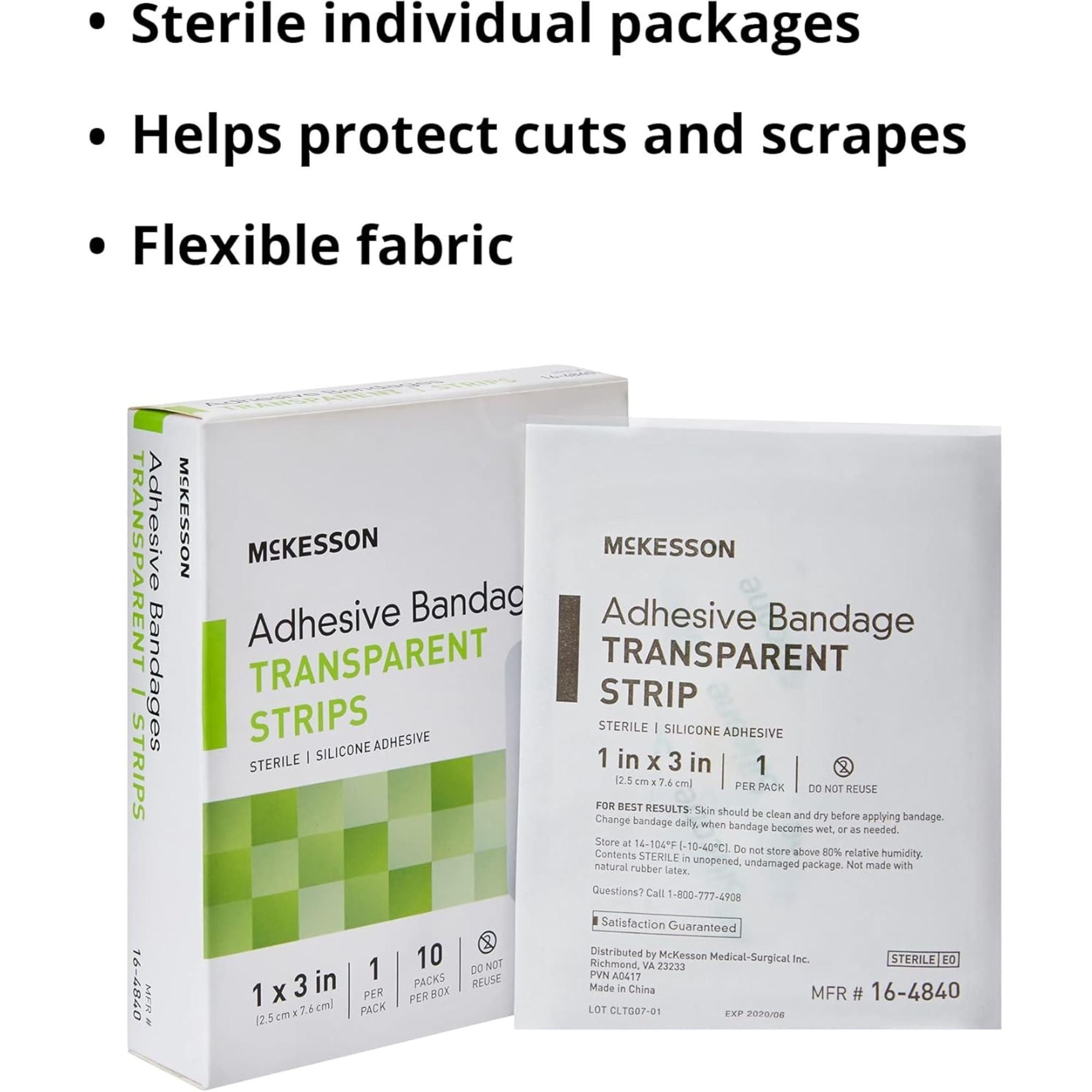 McKesson Transparent Adhesive Bandage Strips