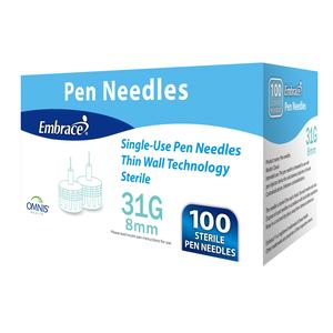 Embrace Pen Needles, 31g, 8mm, 100 Ct