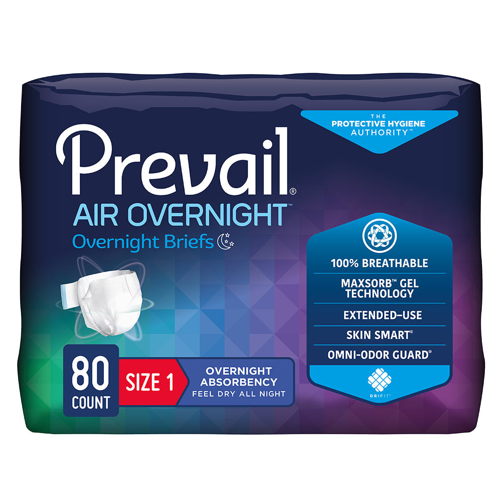 Prevail Air Overnight Incontinence Adult Brief, Size 1, Medium - MahaStar Adult Products