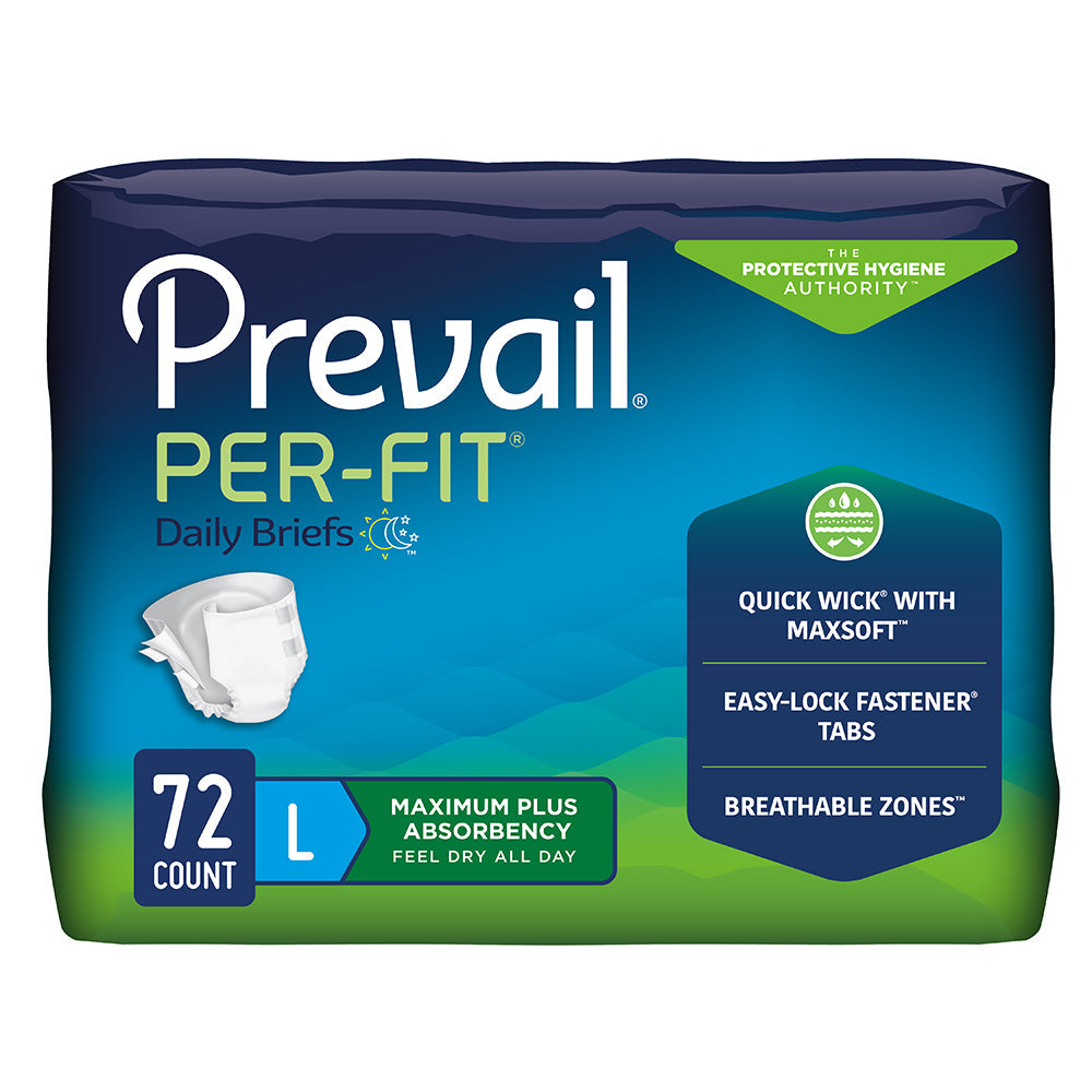 Prevail Per-Fit Incontinence Maximum Absorbency Adult Briefs, Large - MahaStar Adult Products