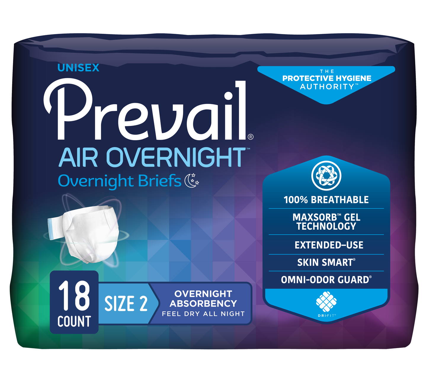 Prevail Air Overnight Incontinence Adult Brief, Size 2, Large - MahaStar Adult Products