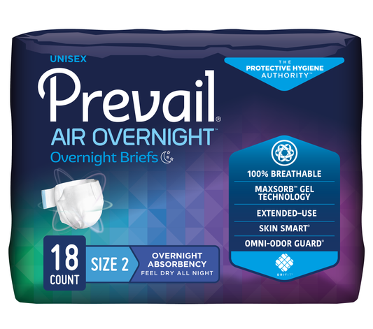 Prevail Air Overnight Incontinence Adult Brief, Size 2, Large - MahaStar Adult Products