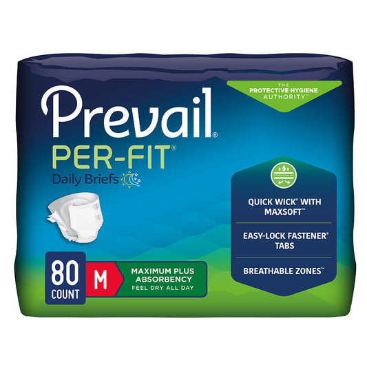 Prevail Per-Fit Incontinence Maximum Absorbency Adult Briefs, Medium - MahaStar Adult Products