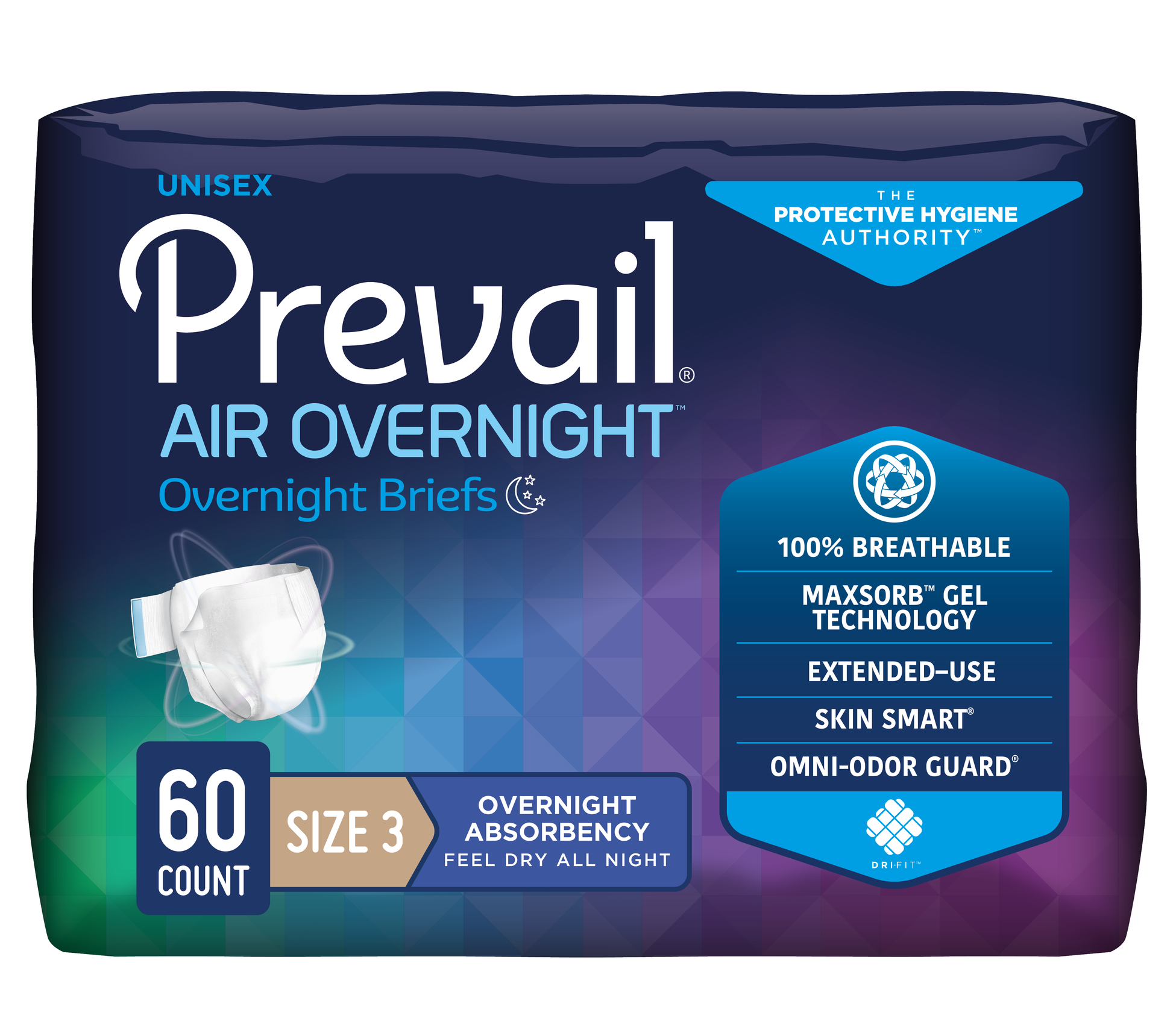 Prevail Air Overnight Incontinence Adult Briefs, Size 3, X-Large - MahaStar Adult Products