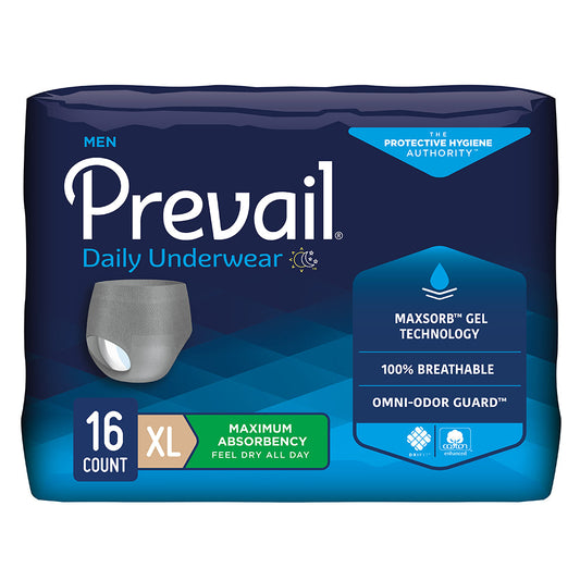 Prevail Incontinence Underwear for Men, Maximum Absorbency, Extra Large, - MahaStar Adult Products