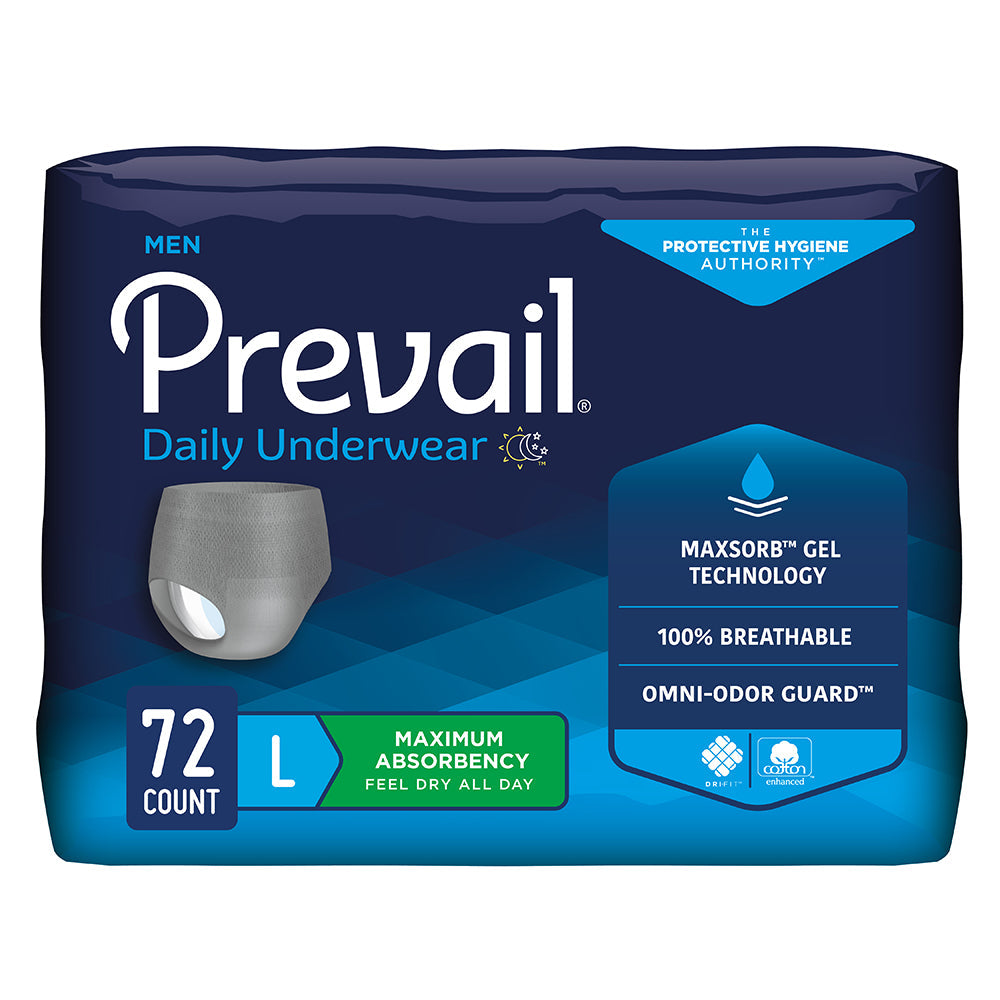 Prevail Incontinence Underwear for Men, Maximum Absorbency, Large - MahaStar Adult Products