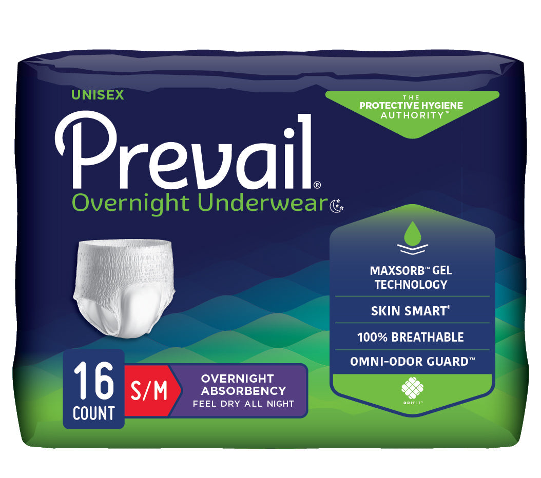 Prevail Overnight Incontinence Under for Men & Women, Small/Medium - MahaStar Adult Products