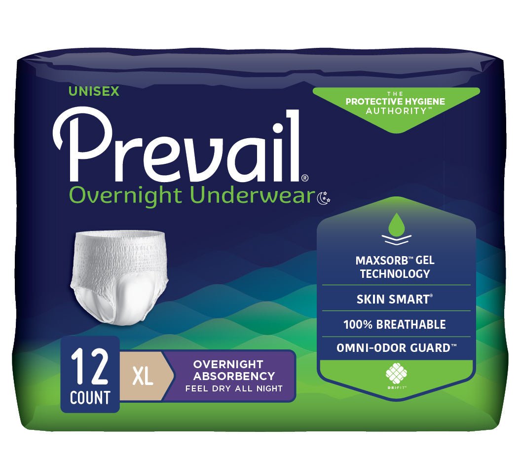 Prevail Overnight Incontinence Underwear for Men & Women, XL - MahaStar Adult Products