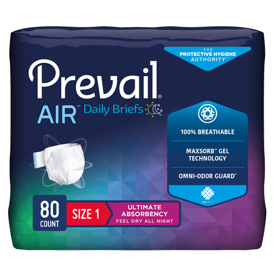 Prevail Air Incontinence Brief, Ultimate Absorbency Size 1/Medium - MahaStar Adult Products