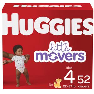 Huggies Little Movers Diapers, Size 4, Big Pack, 52 Count, Replaces Item 6949709 - MahaStar Pediatric Products