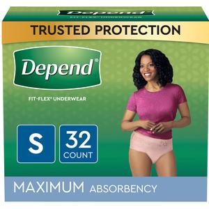 Depend Fit-flex Incontinence Underwear For Women, Maximum Absorbency, Small, Blush, 32 Count, Replaces Item 6947920. - MahaStar Adult Products