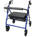 McKesson Folding Bariatric 4 Wheel Rollator, Blue, Steel Frame