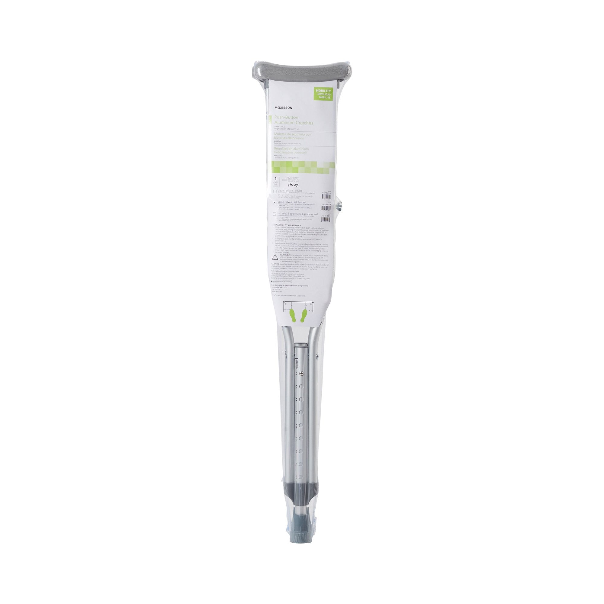 McKesson Youth Push Button Aluminum Crutches
