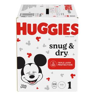 Huggies Snug And Dry Diapers, Size 1, Giga Pack, 108 Ct - Replaces 6951530 - MahaStar Pediatric Products