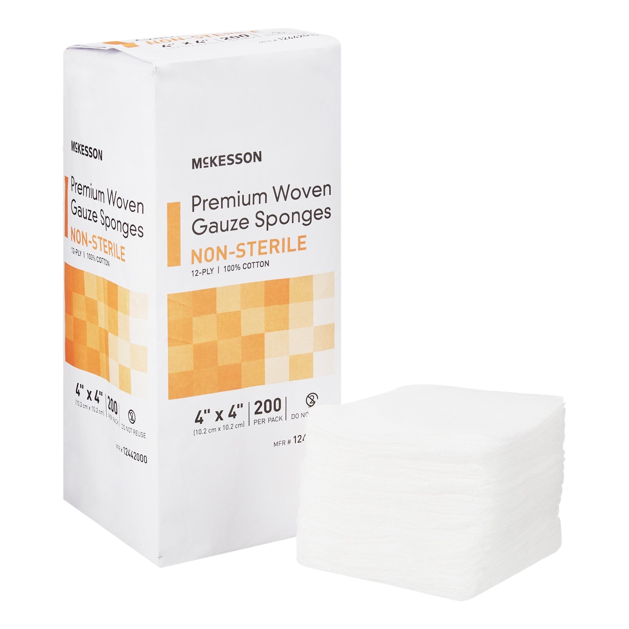 McKesson 12-Ply Premium Woven Gauze Sponges, 4 X 4 inches