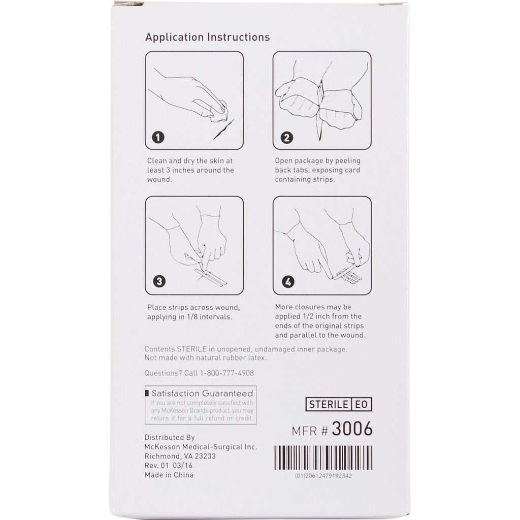 McKesson Reinforced Skin Closure Strips, 1/8 X 3"
