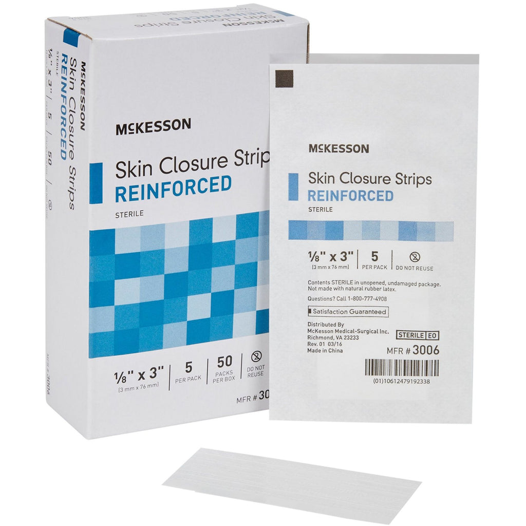 McKesson Reinforced Skin Closure Strips, 1/8 X 3"