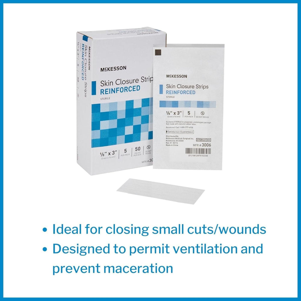 McKesson Reinforced Skin Closure Strips, 1/8 X 3"