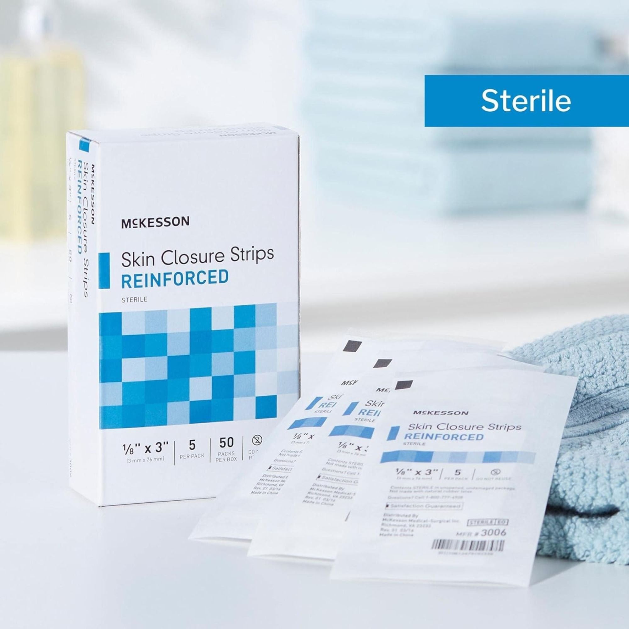 McKesson Reinforced Skin Closure Strips, 1/8 X 3"