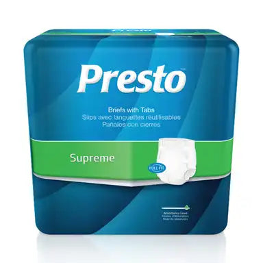 Presto Maximum Absorbency Ultimate Incontinence Brief, Large, 45" To 58" Circumference, Blue - MahaStar Adult Products