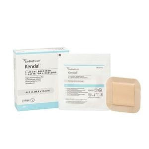 Cardinal Health Kendall Silicone Bordered 5-Layer Foam Dressing, 4 X 8"