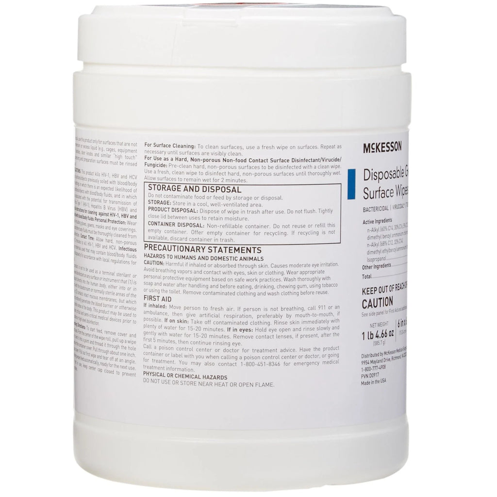 McKesson Disposable Germicidal Surface Wipes