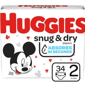Huggies Snug And Dry Diapers, Size 2, Jumbo Pack, 34 Ct - MahaStar Pediatric Products