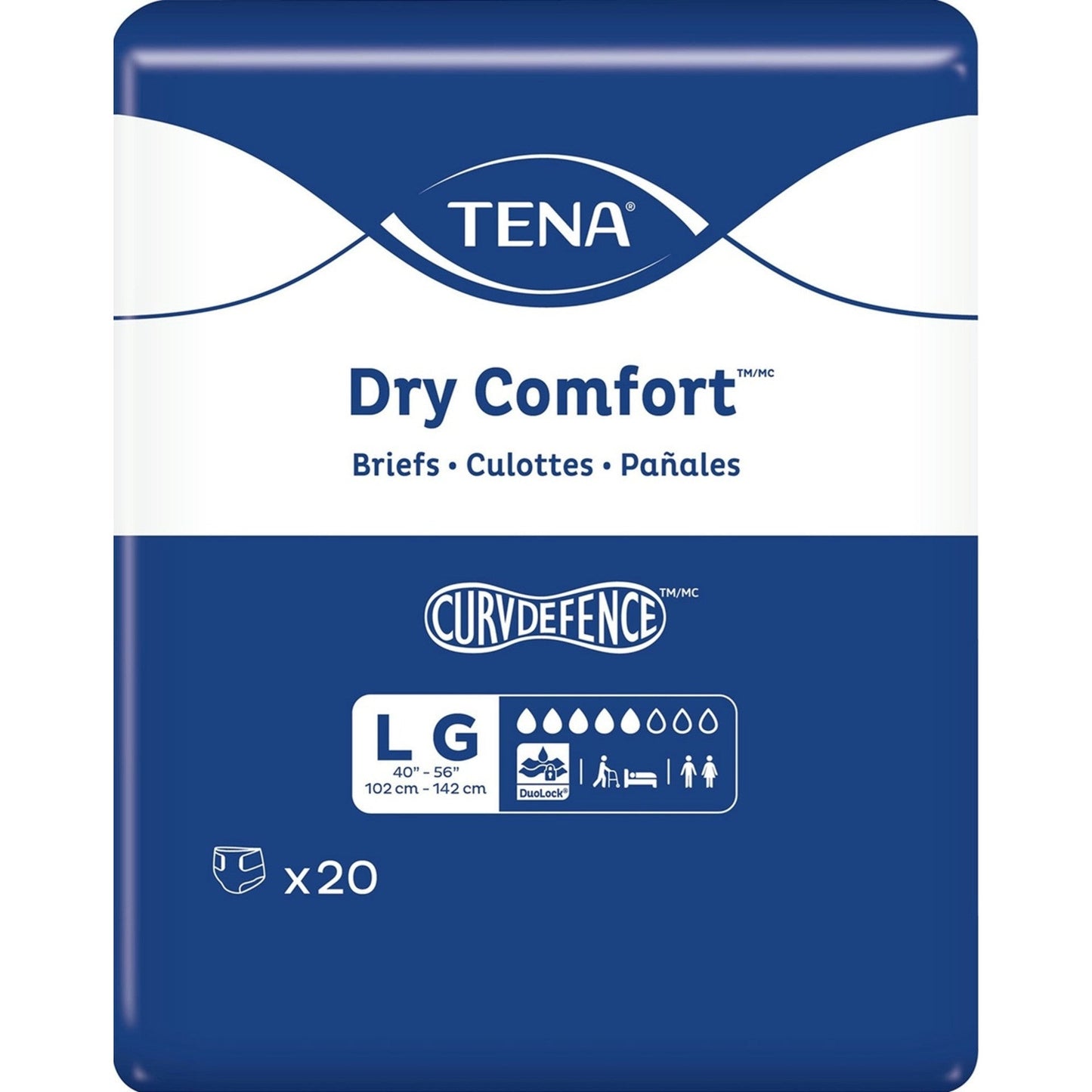 Tena Dry Comfort Briefs, Large, 40" - 56" - MahaStar Adult Products