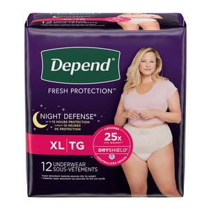 Depend Night Defense, Overnight Underwear, Blush, X-large, 12 - Replaces: 6945591 - MahaStar Adult Products