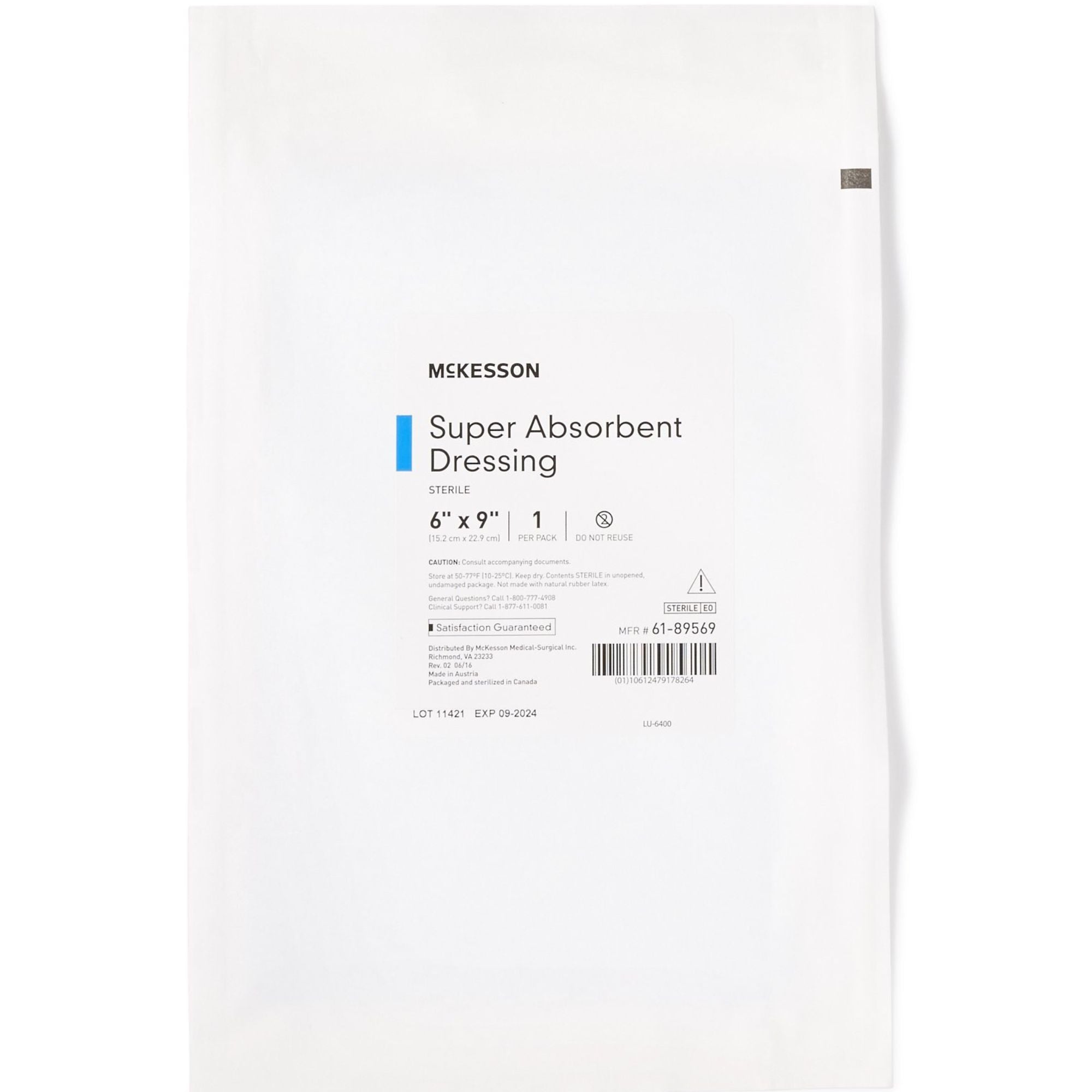 McKesson Super Absorbent Dressings, 6 X 9"