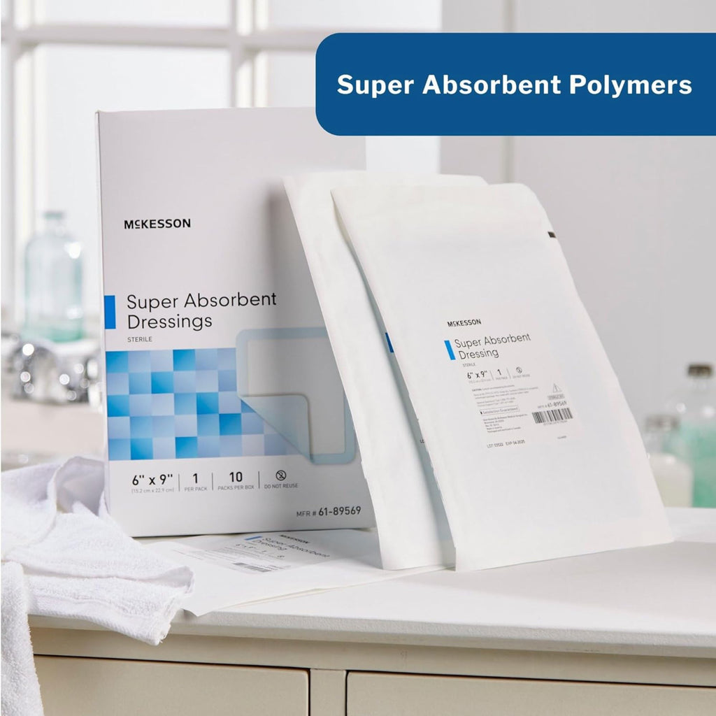McKesson Super Absorbent Dressings, 6 X 9"