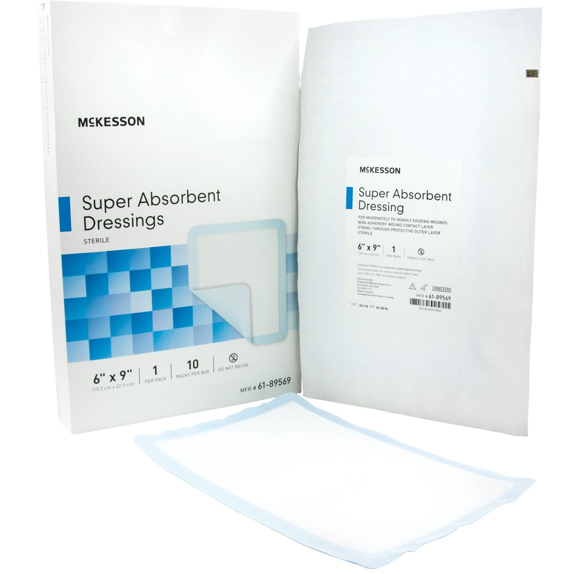 McKesson Super Absorbent Dressings, 6 X 9"